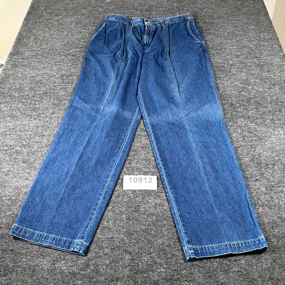 Savane Straight Leg Jeans Mens 38x32 Blue Denim Cotton Pleated Front Medium Wash